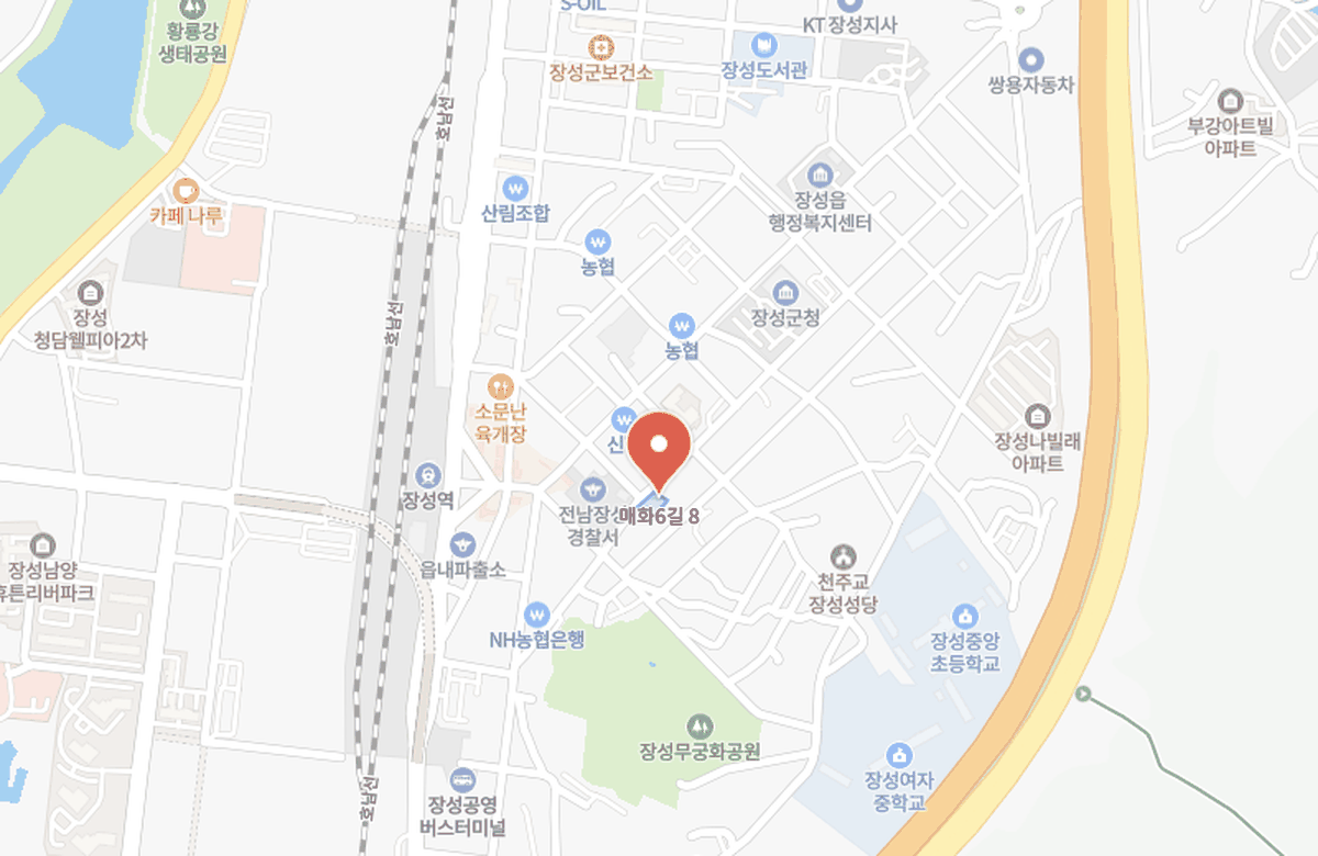 장성청소년자람터 오늘 위치 지도 - 전남광주통합특별시 장성군 장성읍 매화6길 8